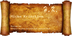Hicke Krisztina névjegykártya
